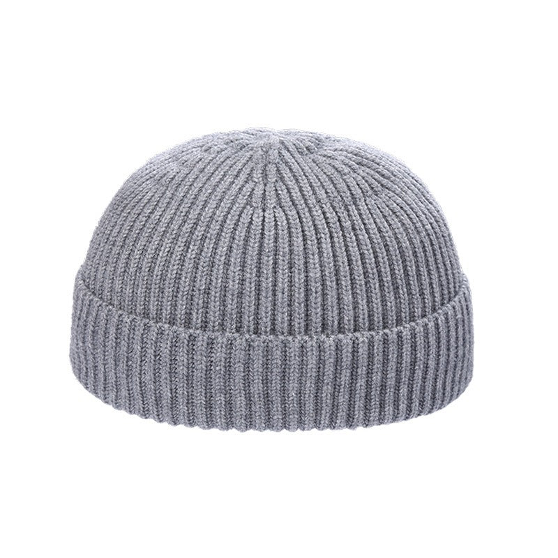 Gorro de piel de melón cálido para hombre, gorro de lana de punto coreano corto para otoño e invierno, gorro para exteriores, moda para mujer