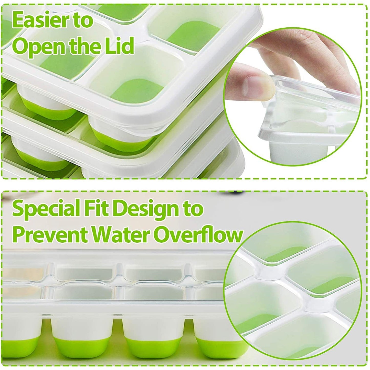 14 Square Ice Cube with Cover, Food Grade Soft Bottom Diy Ice Cube Mold, Ice Box, Ice Clip Set