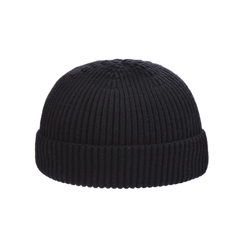 Gorro de piel de melón cálido para hombre, gorro de lana de punto coreano corto para otoño e invierno, gorro para exteriores, moda para mujer