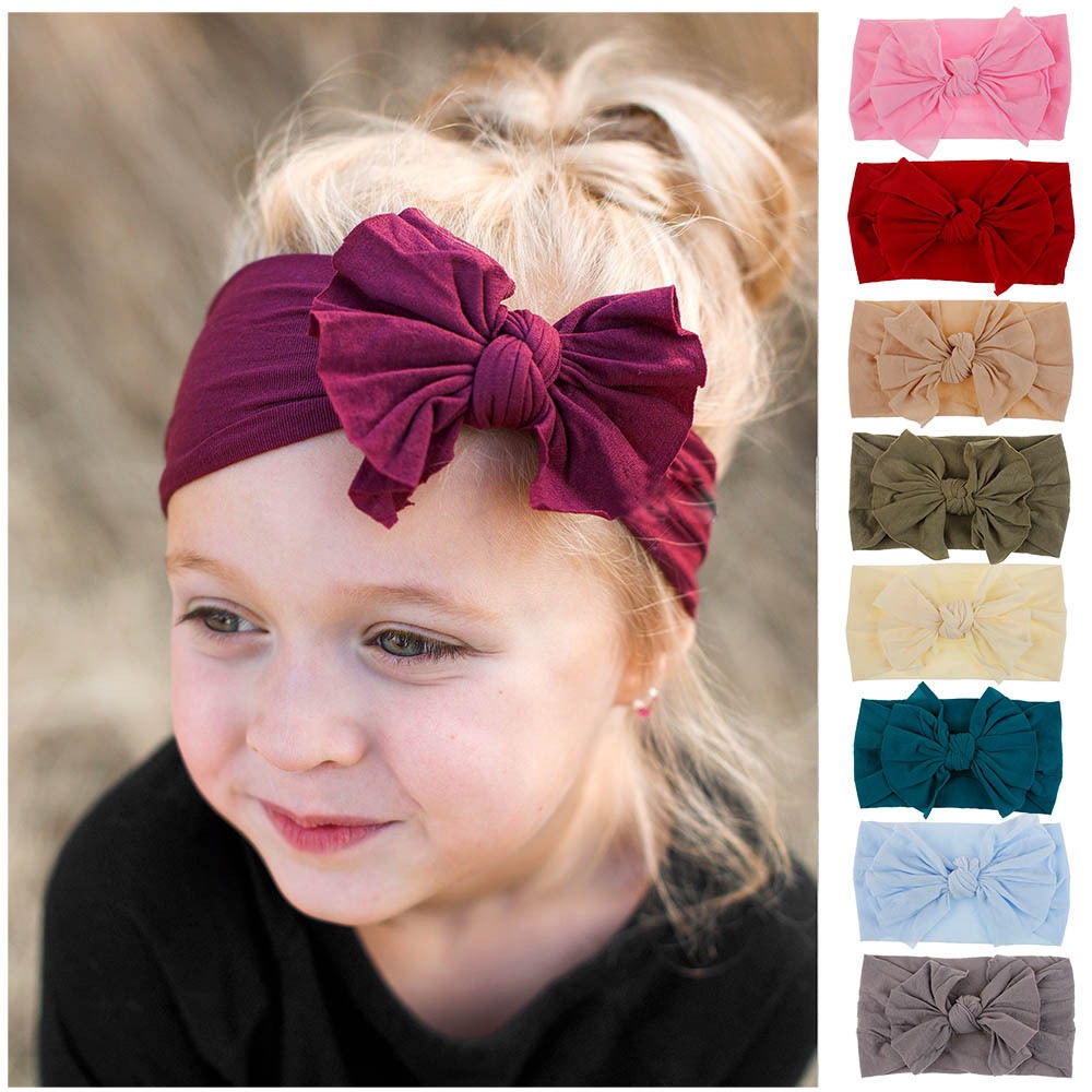 Baby Hair Band Headwear Summer Super Beautiful Princess Fan Chao Soft Silk Stockings Nylon Single layer Big Bowknot Hair Jewelry