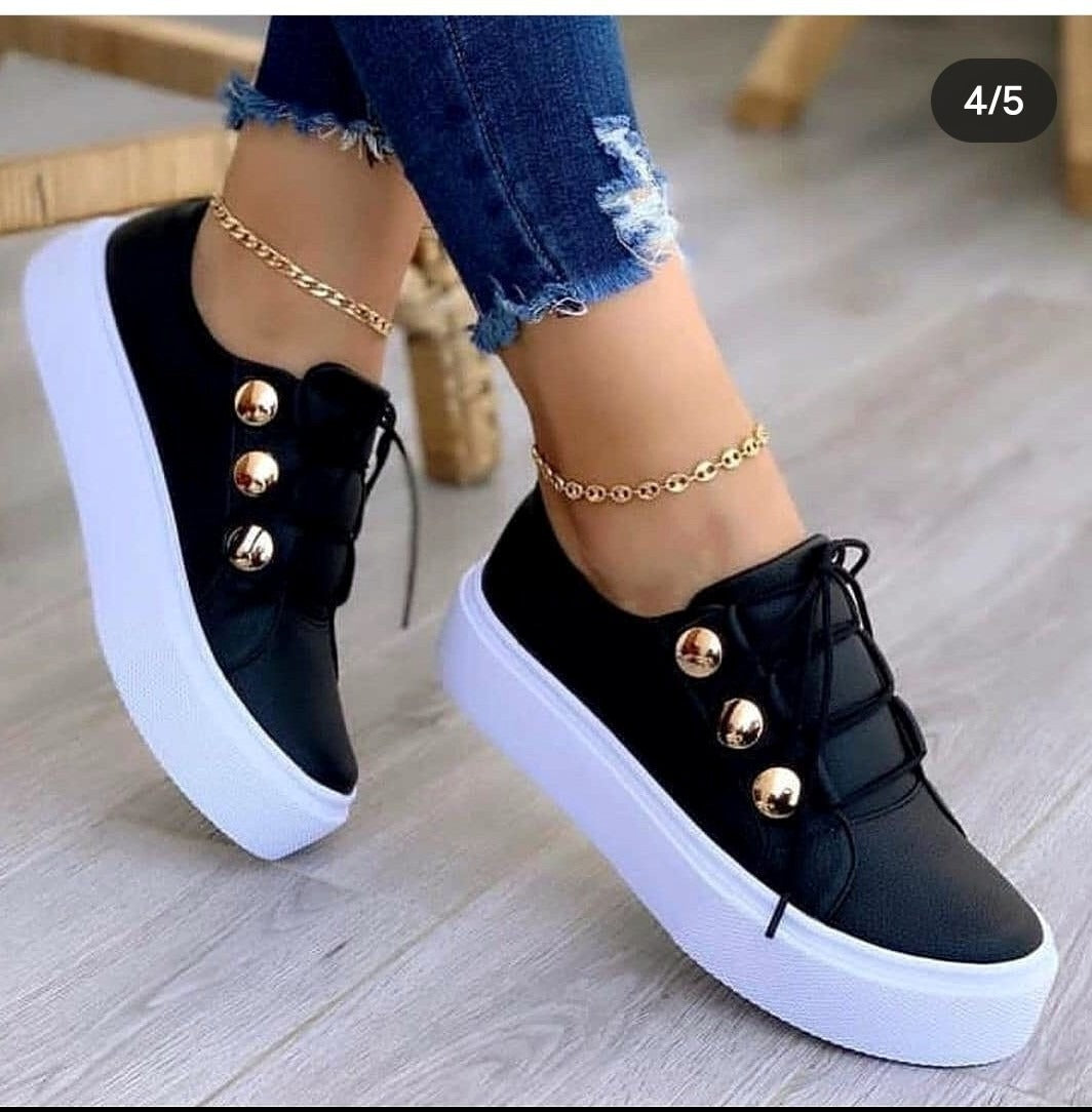 Zapatos casuales grandes para mujer, de estilo europeo y americano, nuevos, con punta redonda y suela gruesa, informales, de viscosa, zapatos individuales