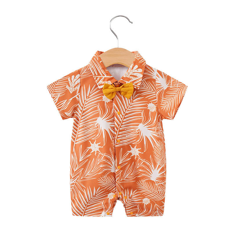 Mono de manga corta para niños, traje de gateo para bebés con estampado de estilo hawaiano, ropa fina de verano para vacaciones al aire libre para niños