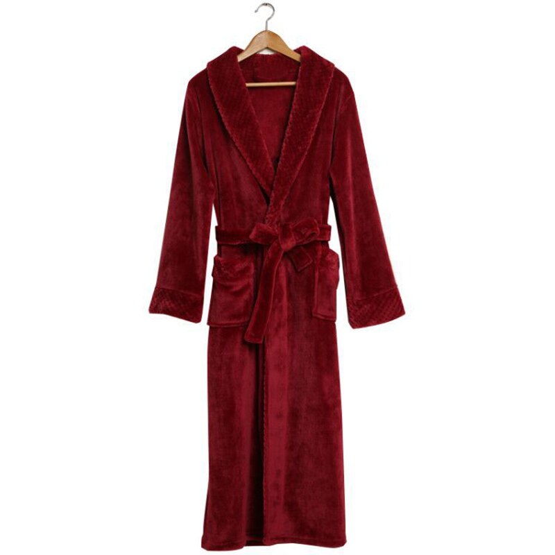 Lovers Plus Size Flannel Robe Extra Long Warm Bathrobe Men Women Thick Winter Kimono Bath Robe Male Dressing Gown Robes