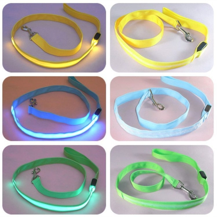 LED Light-Emitting Dog Leash Tractor Pet Belt / Light-Emitting Rope / USB Flashing Light Traction Rope Dog Leash