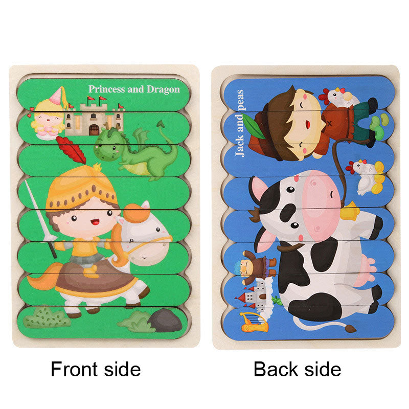 Wooden Creative Strip Puzzle Children's Educational Early Childhood Enlightenment Cognitive Cartoon Animal Puzzle Board Toys