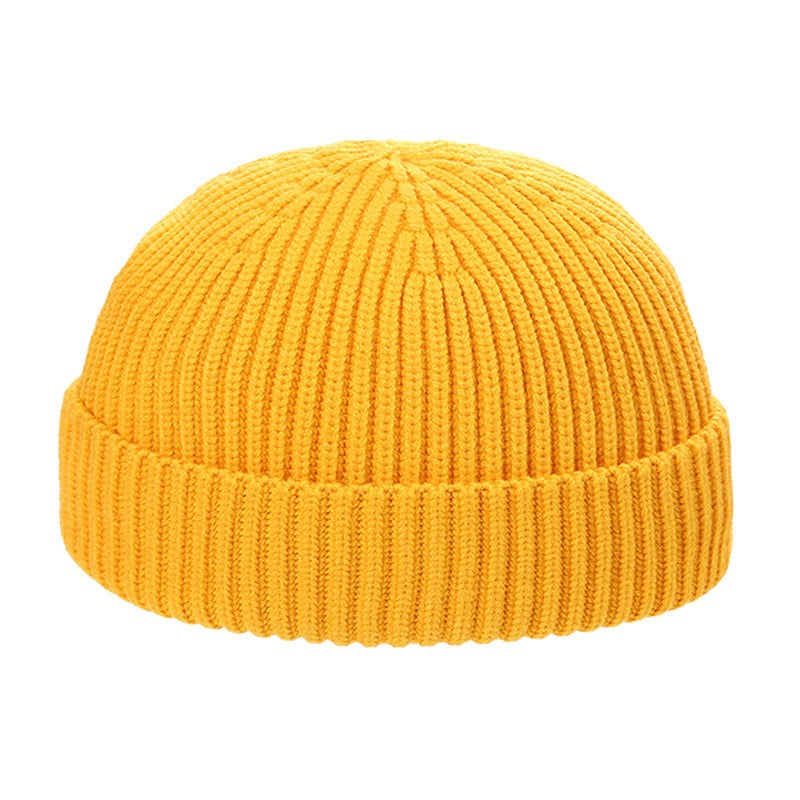 Gorro de piel de melón cálido para hombre, gorro de lana de punto coreano corto para otoño e invierno, gorro para exteriores, moda para mujer