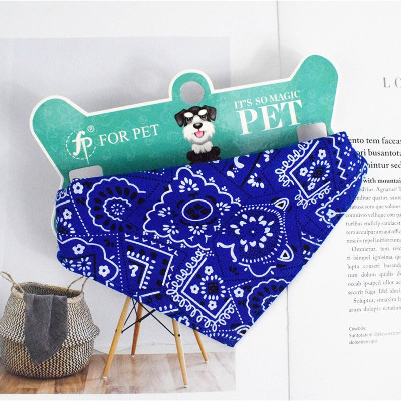 Pet Muzzle Towel Retractable Triangular Towel Collar Printed Triangular Muzzle Towel Pet Supplies