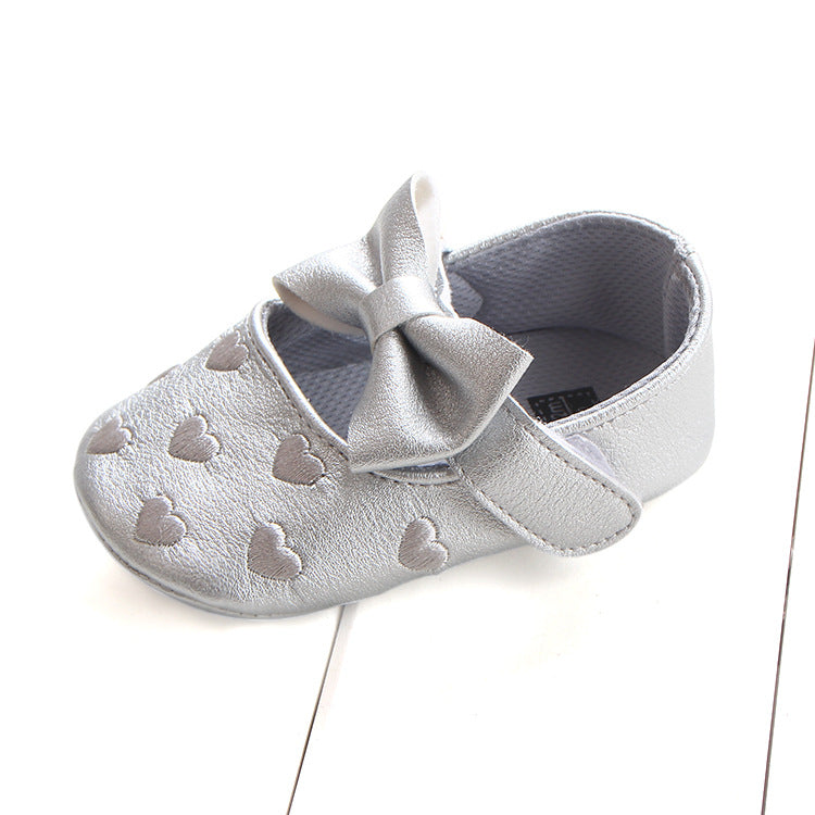 Zapatos de bebé con lazo de corazón de melocotón bordado multicolor Zapatos de bebé Zapatos para niños pequeños