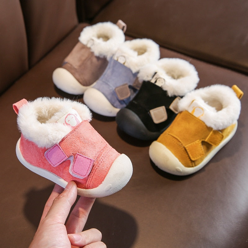 Botas de nieve para bebés y niños pequeños, cálidas, de felpa, para invierno, cómodas, suaves y antideslizantes, para exteriores