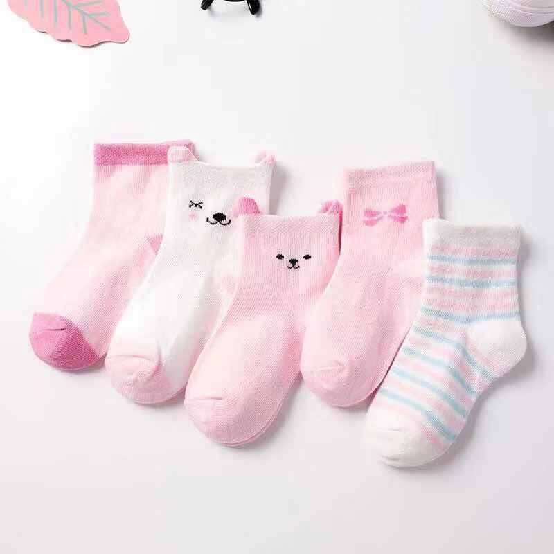 5 pares/lote de calcetines de punto de algodón suave con dibujos de gatos y animales para primavera y otoño para bebés, niños, recién nacidos, niñas y niños de 0 a 6 años