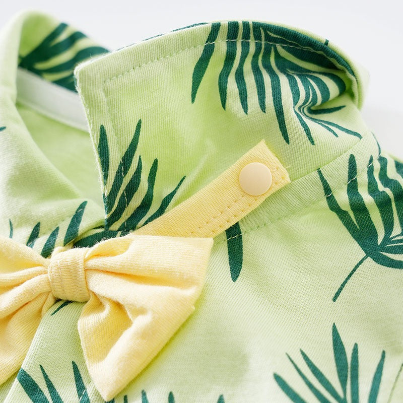 Mono de manga corta para niños, traje de gateo para bebés con estampado de estilo hawaiano, ropa fina de verano para vacaciones al aire libre para niños