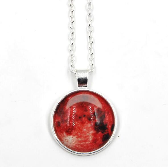 Glowing Jewelry Full Moon Necklace Handmade Glass Dome Lunar Eclipse Necklace Glow in the dark Pendant Jewelry