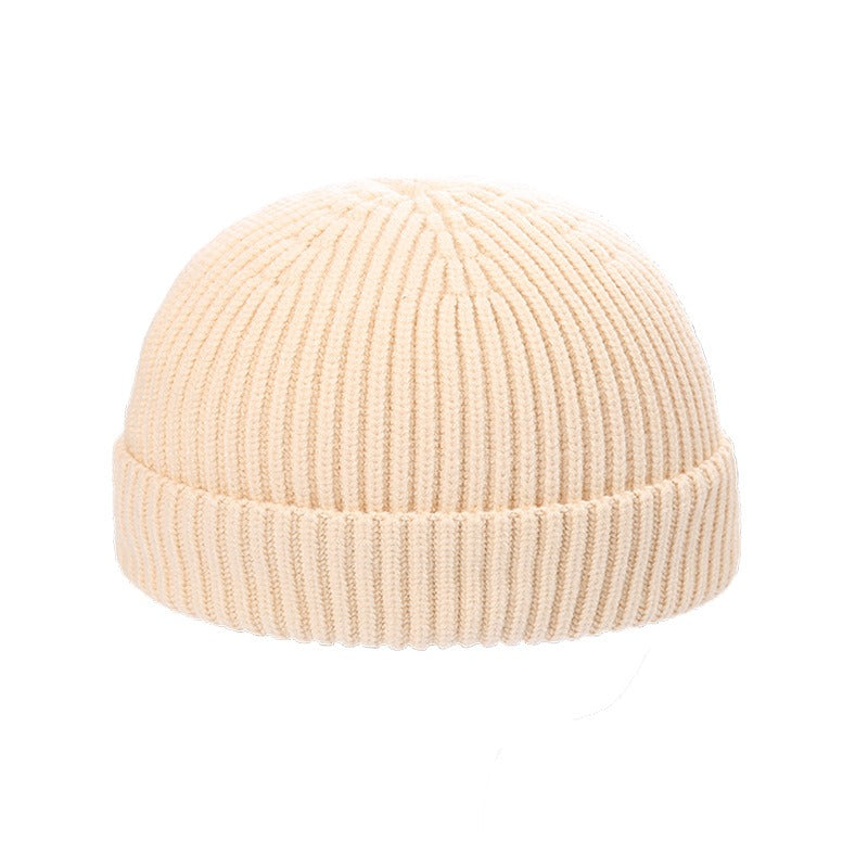 Gorro de piel de melón cálido para hombre, gorro de lana de punto coreano corto para otoño e invierno, gorro para exteriores, moda para mujer