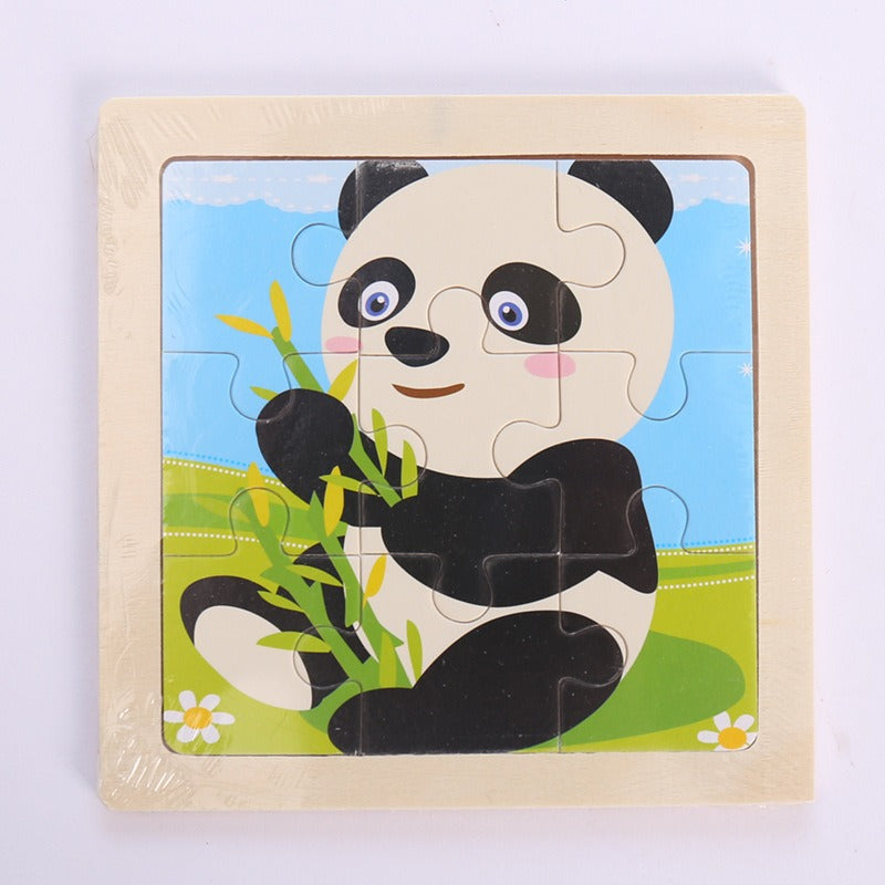 9 Pieces Of Wooden Children's Puzzle Toys Early Childhood Educational Cartoon Animal Transportation Cognitive Puzzle Board