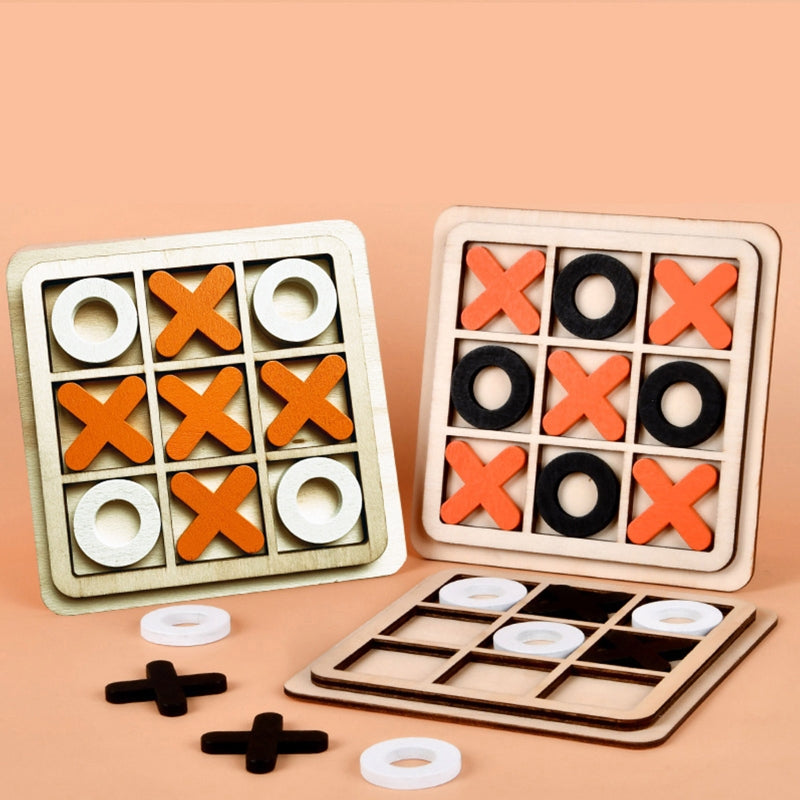 Wooden XO Three Even TIC-TAC-TOE Chess Children's Early Education Educational Entertainment Leisure Match Table Games Building Blocks Toys