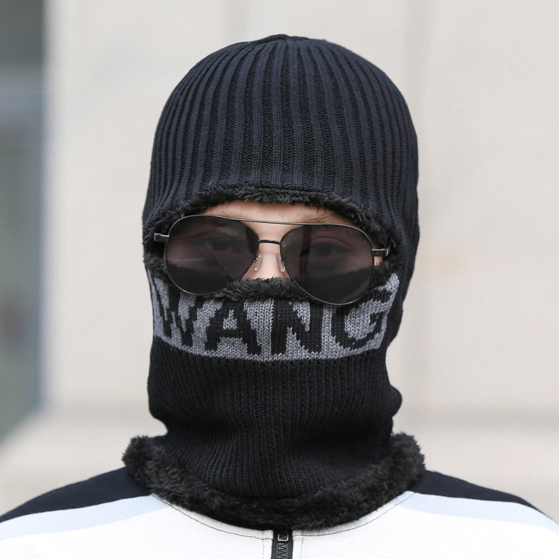 Men's Hat Winter Thickening Warm Woolen Cap Cycling Face Protection Against Cold Cotton Knitted Cap