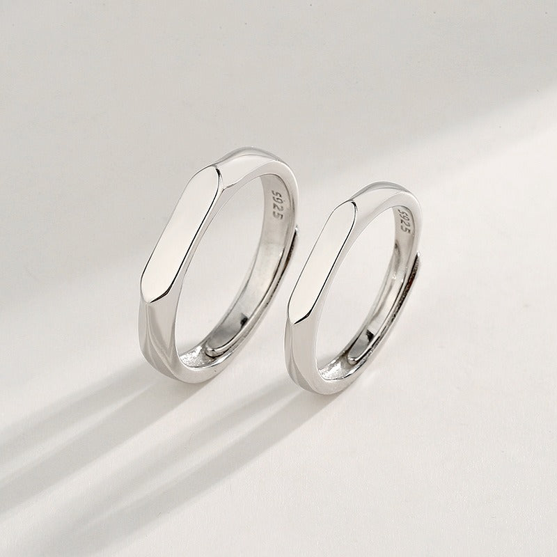 Joyas S925 Plata esterlina Tu nombre Anillos de pareja DIY Grabado Ins Día de San Valentín Par de anillos sencillos 