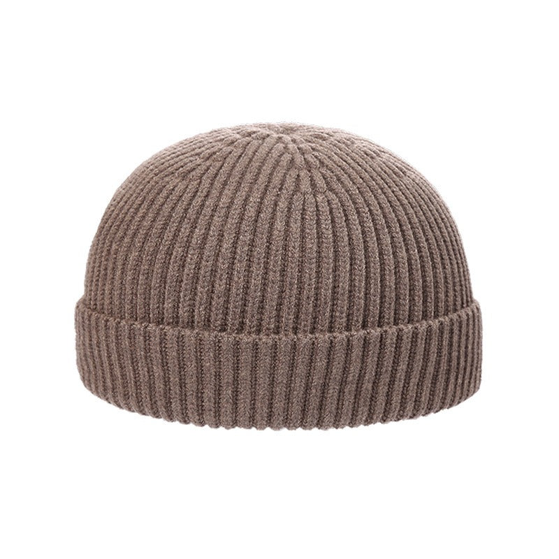 Gorro de piel de melón cálido para hombre, gorro de lana de punto coreano corto para otoño e invierno, gorro para exteriores, moda para mujer