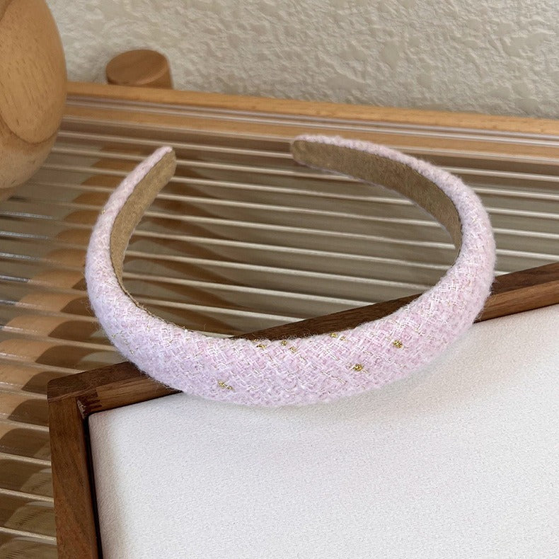 Korean Version Colorful Romantic Woolen Cloth Sweet Cloth Headband Plaid Sponge Headband Versatile Hair Accessories