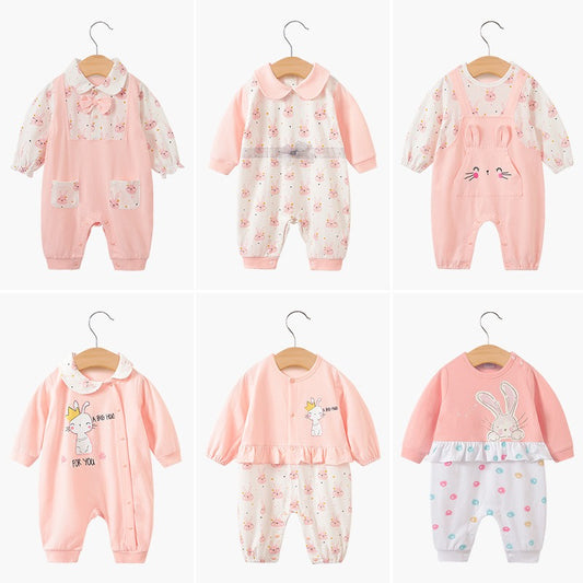 Girl Baby Bodysuit Baby Pink Little Princess Harper Newborn Cute Rabbit Print Creeper