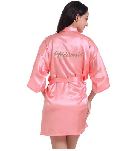 Bridal Party Robe Letter Bride on the Robe Back Women Short Satin