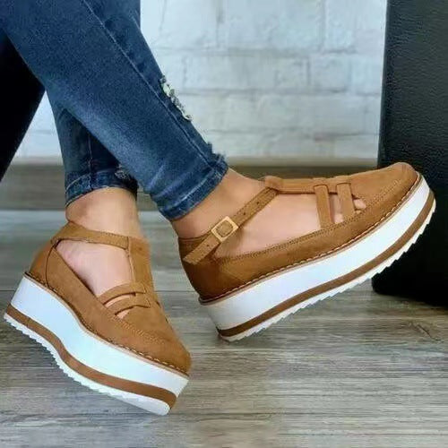 Summer New Solid Color Sandals Thick Sole 35-43 Large Size Women's Sandals Shoes Plus Size Wedge Shoes