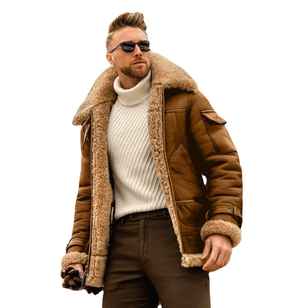 New Fur Integrated Men's Coat Thickened Faux Fur Jacket Autumn And Winter