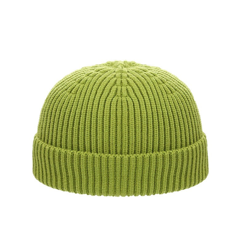 Gorro de piel de melón cálido para hombre, gorro de lana de punto coreano corto para otoño e invierno, gorro para exteriores, moda para mujer