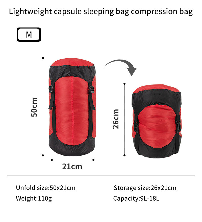 Camping and camping sleeping bag storage bag Lightweight capsule compression bag Travel clothing and miscellaneous storage bag 40D