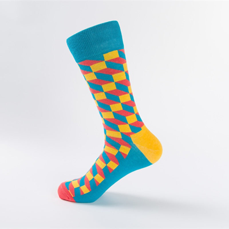 Happy Fashion Socks Personality Fashion Brand Men and Women Couples Medium High Cotton Socks