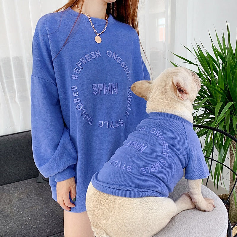 Spring And Autumn Kitten Pet Parent-Child Clothing Cat Clothes Embroidered Dog Clothing Long-Sleeved T-Shirt