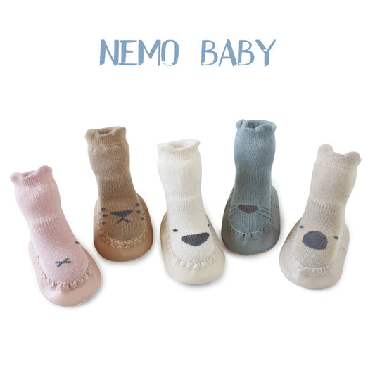 Baby Floor Shoes And Socks Soft Bottom Mid-Tube To Prevent Korean Style Super Cute Cartoon Baby Toddler Socks Shoes