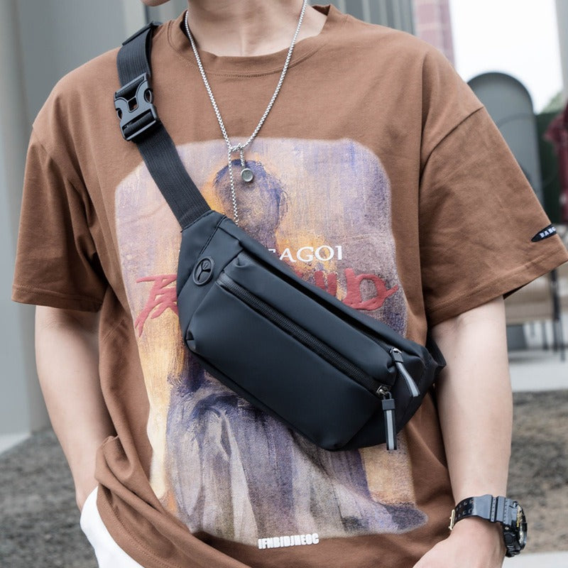 Bolso de pecho impermeable para hombre, riñonera informal para deportes al aire libre, bandolera de un solo hombro, bolso de moda coreana para hombre