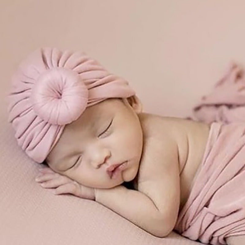 Gorro de bebé de punto con forma de donut de rayón, gorro de tela, gorro para niños, jersey para bebé