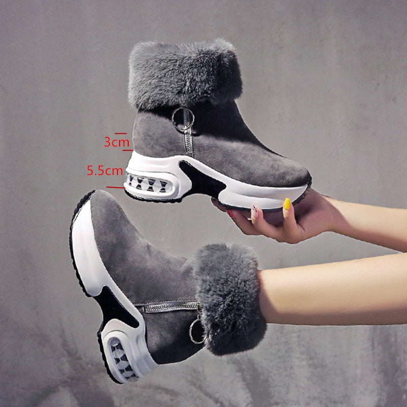 Women Ankle Boot Warm Plush Winter Shoes For Woman Wedges Boots High Heels Ladies Boot Women Leather Snow Boots Winter Shoes