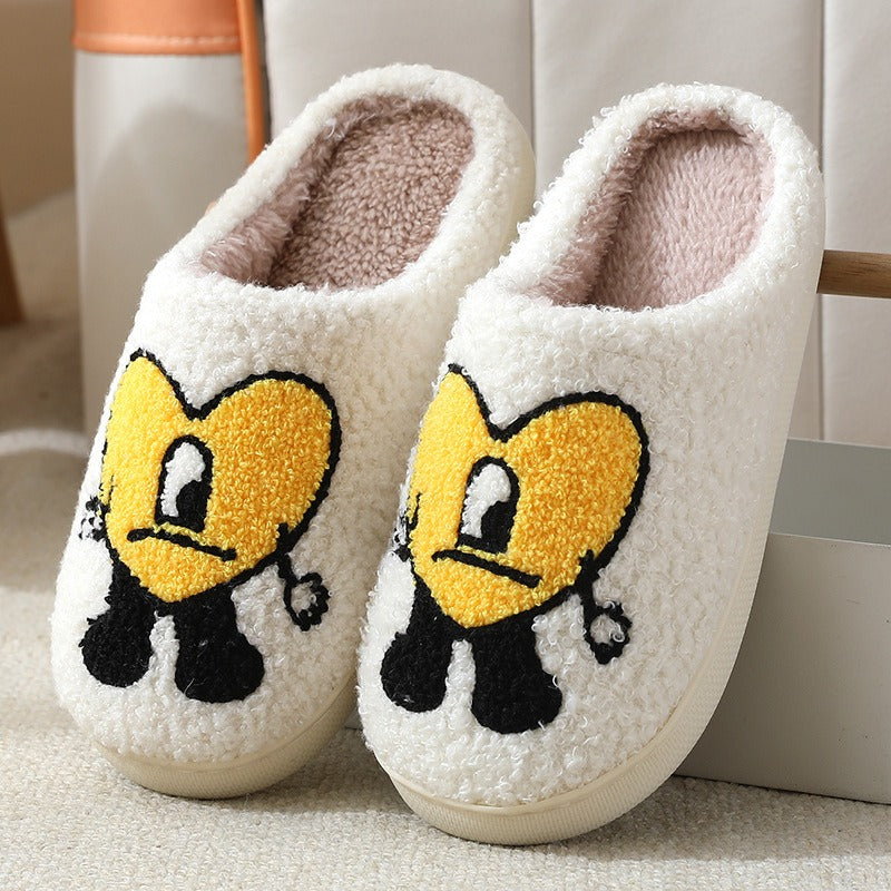 Love Korean version Autumn and Winter Couple Cotton Slippers Lovable Thick soled Cartoon Slippers in Home