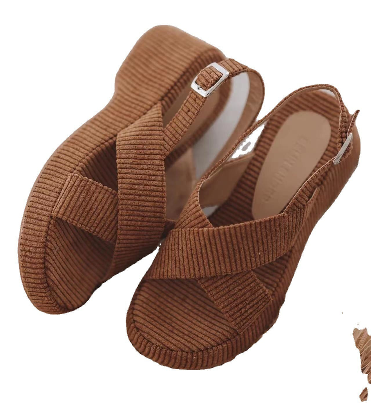 Pantuflas de verano de estilo europeo y americano, grandes, informales, con suela gruesa y tacón de pendiente cruzado