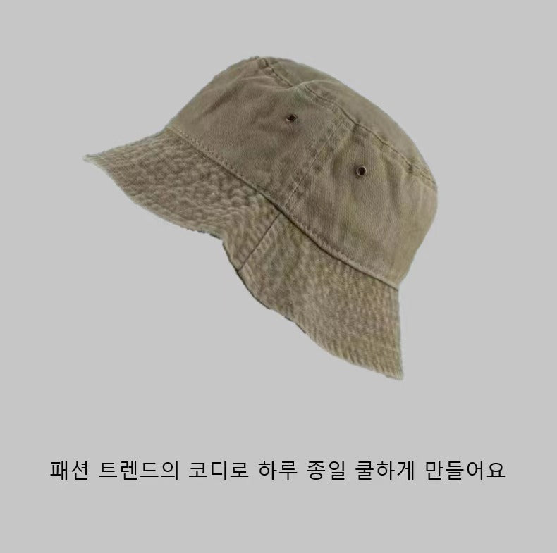 Retro Old Fisherman's Hat Solid Color Washed Cowboy Hat Spring and Summer Fashion Breathable Couple Basin Hat