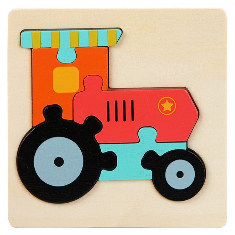 Wooden Small Puzzle Young Children Early Education Puzzle Card Buckle Three-Dimensional Animal Cartoon Shape Matching Puzzle Board Toys