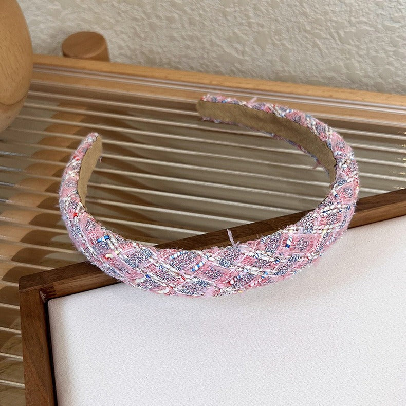 Korean Version Colorful Romantic Woolen Cloth Sweet Cloth Headband Plaid Sponge Headband Versatile Hair Accessories