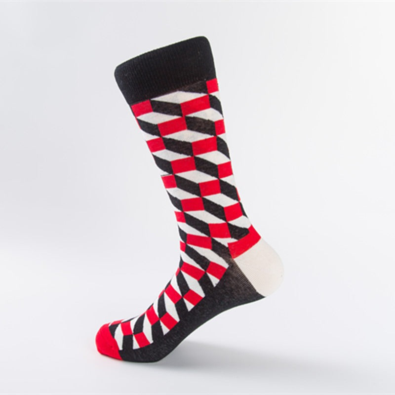 Happy Fashion Socks Personality Fashion Brand Men and Women Couples Medium High Cotton Socks