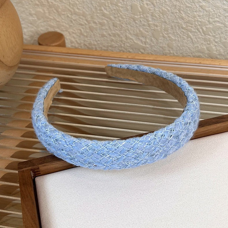 Korean Version Colorful Romantic Woolen Cloth Sweet Cloth Headband Plaid Sponge Headband Versatile Hair Accessories