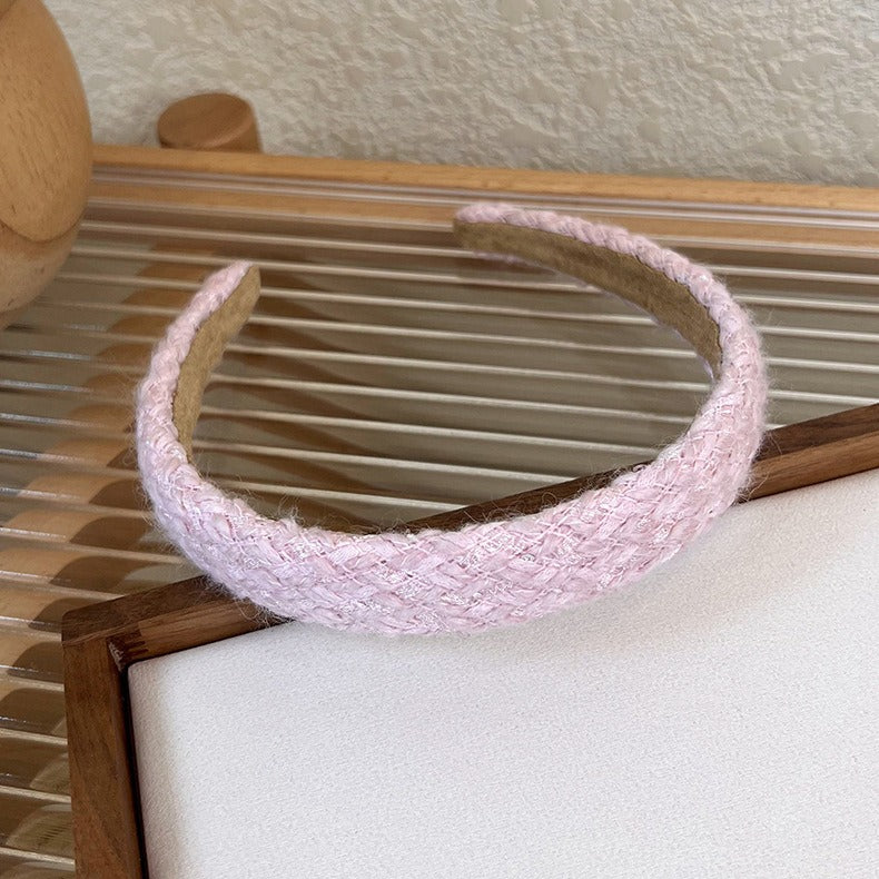 Korean Version Colorful Romantic Woolen Cloth Sweet Cloth Headband Plaid Sponge Headband Versatile Hair Accessories