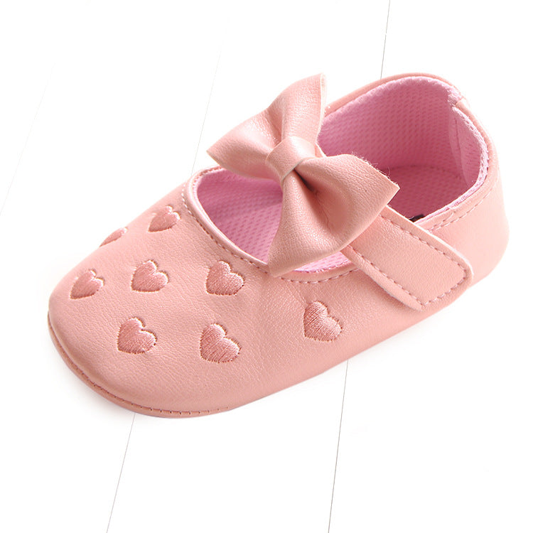 Zapatos de bebé con lazo de corazón de melocotón bordado multicolor Zapatos de bebé Zapatos para niños pequeños