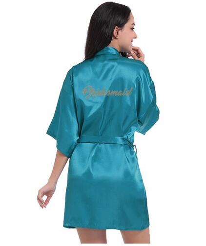 Bridal Party Robe Letter Bride on the Robe Back Women Short Satin