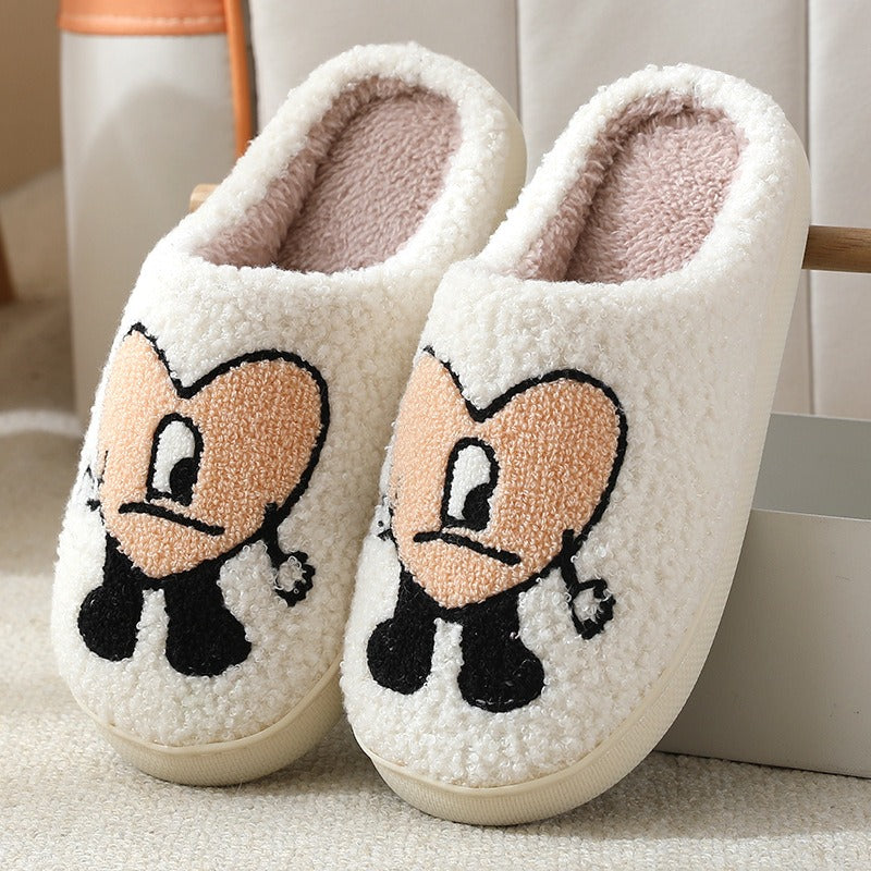 Love Korean version Autumn and Winter Couple Cotton Slippers Lovable Thick soled Cartoon Slippers in Home