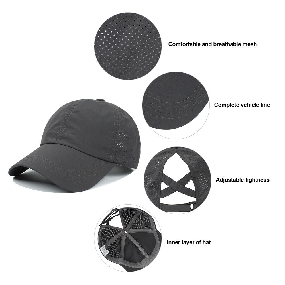 Baseball Cap Women's New Outdoor Sports Horsetail Baseball Cap Breathable Mesh Cap