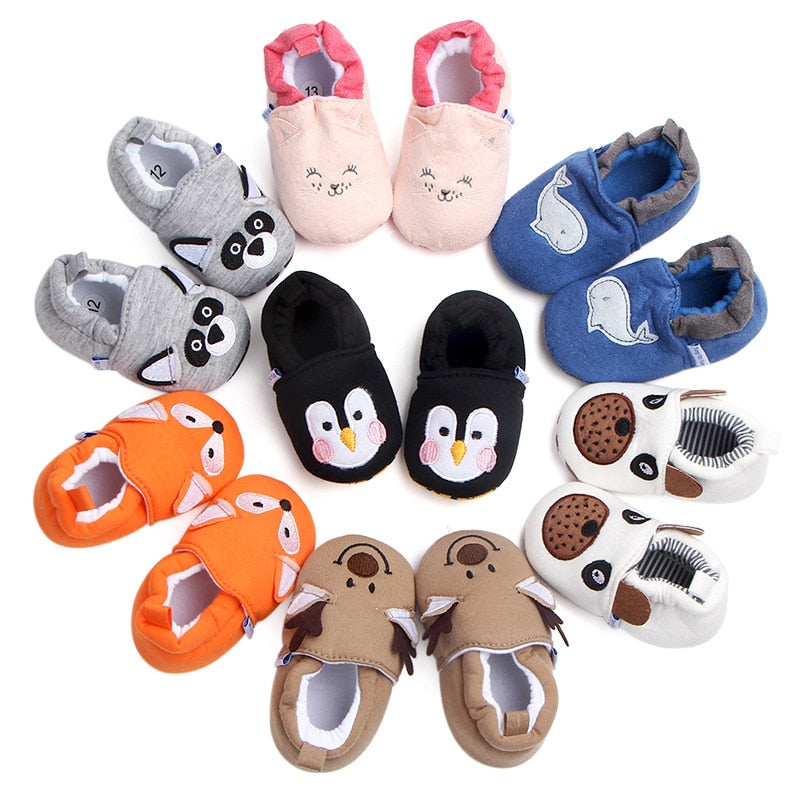 Cartoon Fox Baby Girls Winter Warm First Walkers Cotton Children Home Shoes Kids Toddler Slippers Baby First Walkers Moccasins