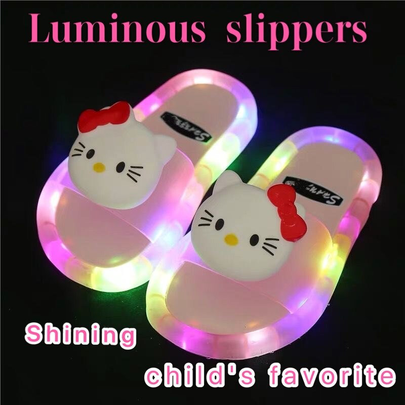 Zapatillas con luz LED para niños, sandalias de baño para bebés, zapatos para niñas y niños, chanclas para niños pequeños