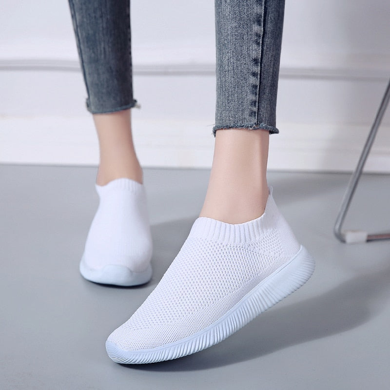 Rimocy Plus Size 43 Breathable Mesh Platform Sneakers Women Slip on Soft Ladies Casual Running Shoes Woman Knit Sock Shoes Flats